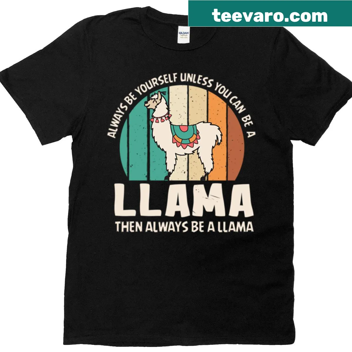 Cute llama illustration with a funny phrase about being yourself. — on a men's t-shirt
