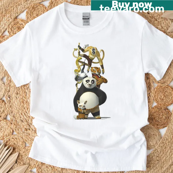 Cartoon bear in kung fu outfit on a t-shirt