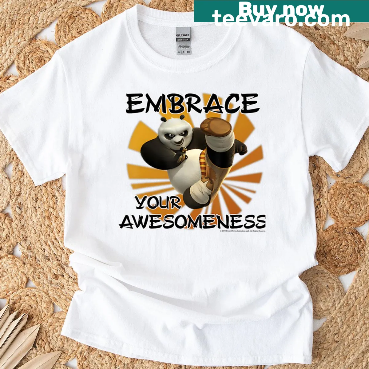 Cartoon bear kung fu t-shirt featuring a funny warrior design — on a men's t-shirt