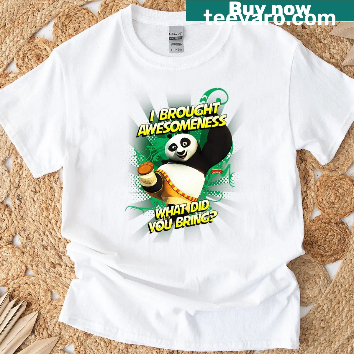Cartoon bear in martial arts pose on a funny t-shirt — on a men's t-shirt