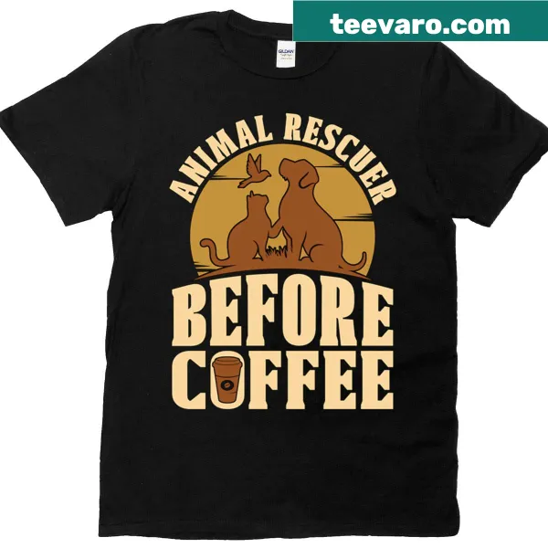 Vintage distressed coffee lover animal rescuer t-shirt