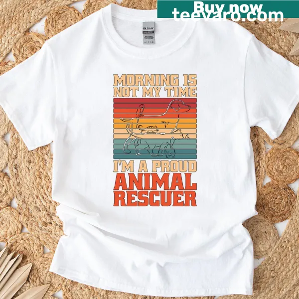 Oversized Animal Rescuer t-shirt with humorous morning quote
