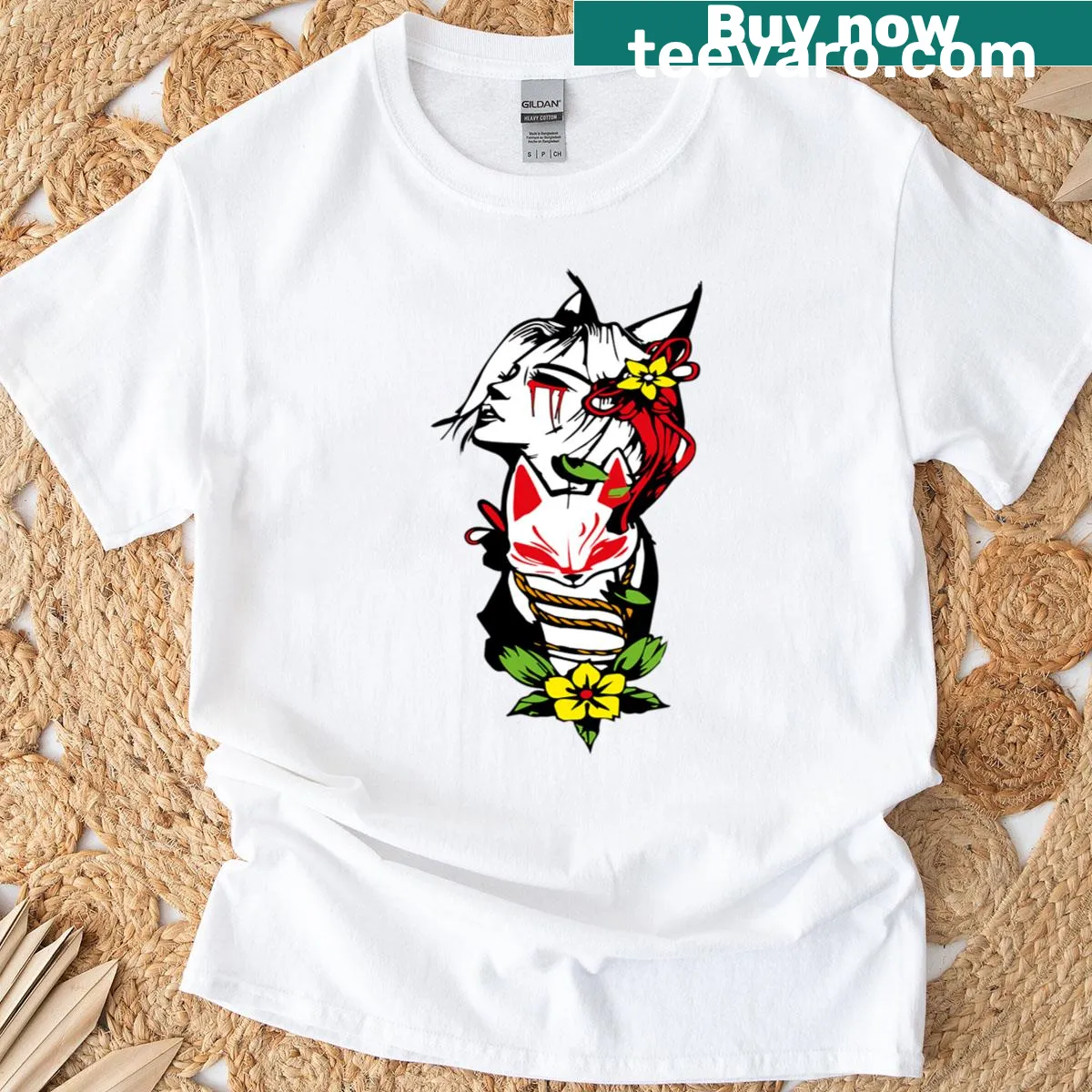 Oversized anime drawing graphic t-shirt for art lovers — on a men's t-shirt
