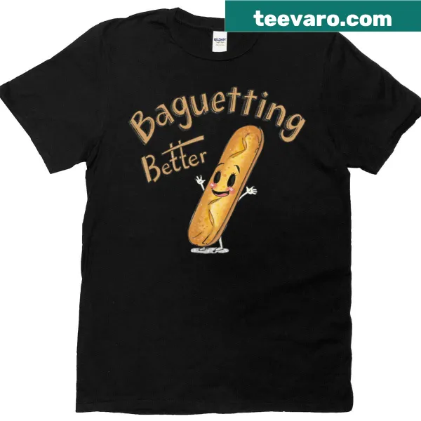 Cute baguette pun t-shirt with playful graphics