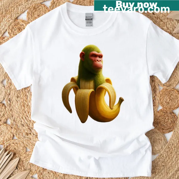 Cartoon monkey holding a banana on a fun t-shirt