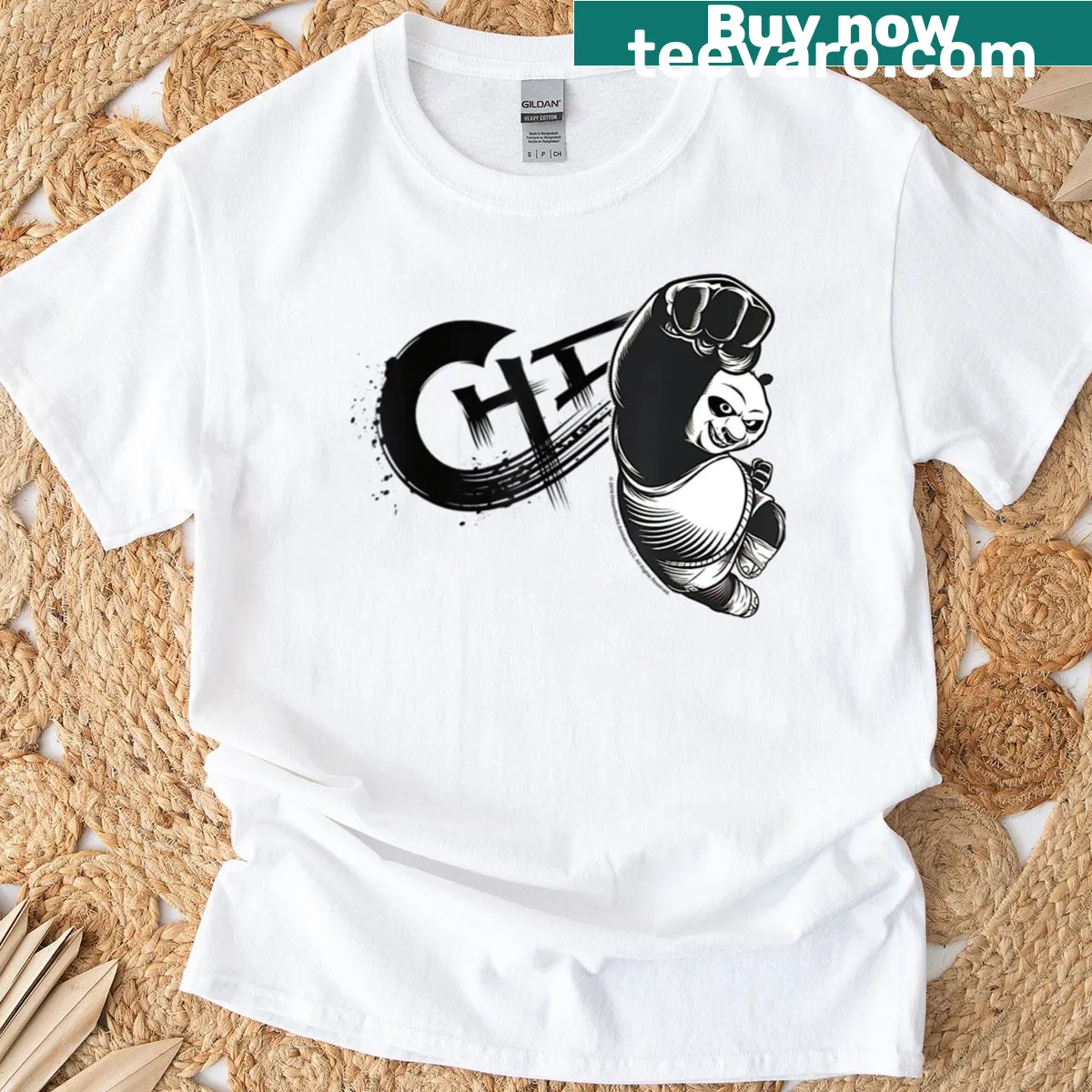Cartoon bear warrior graphic on a funny t-shirt — on a men's t-shirt