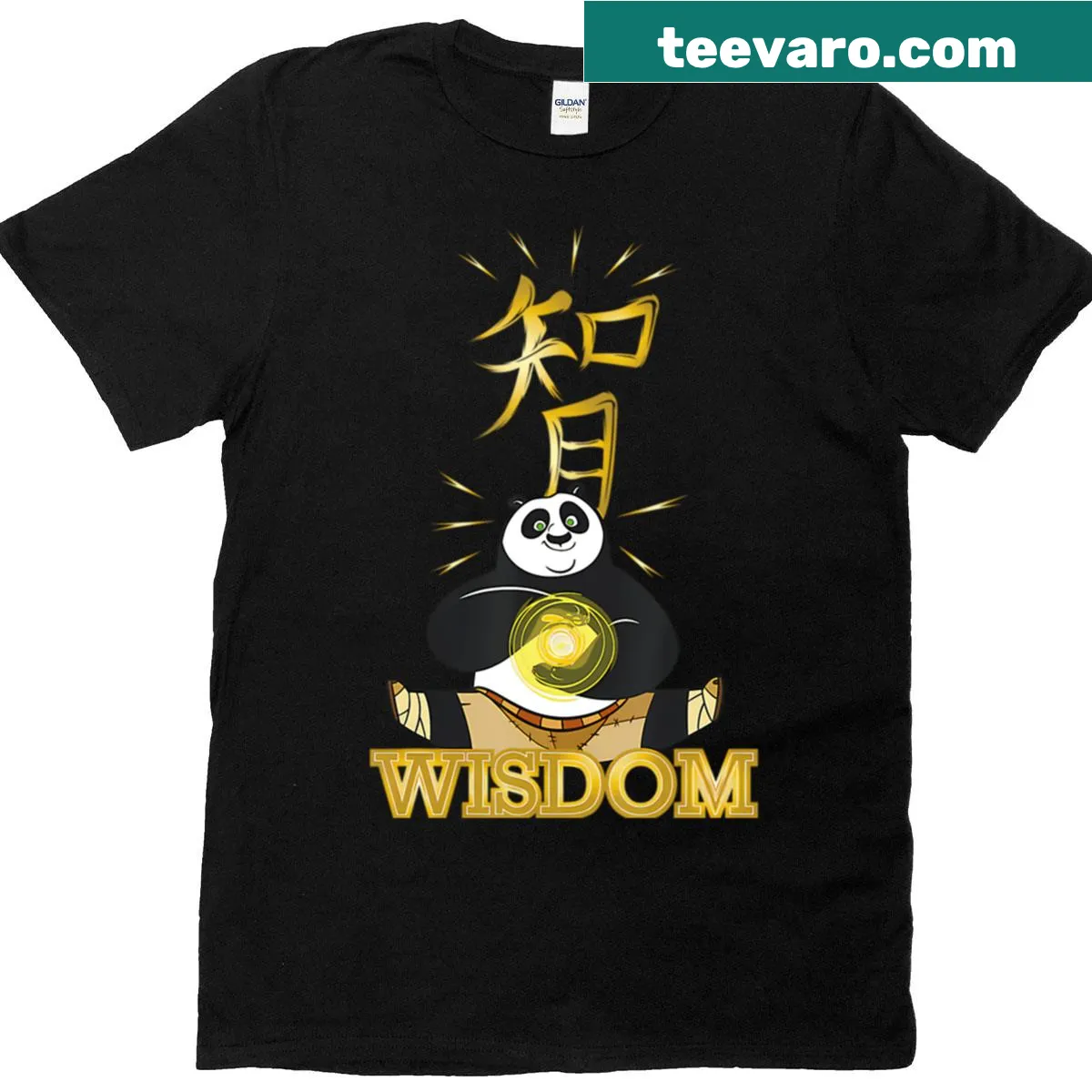 Funny cartoon bear in kung fu pose — on a men's t-shirt