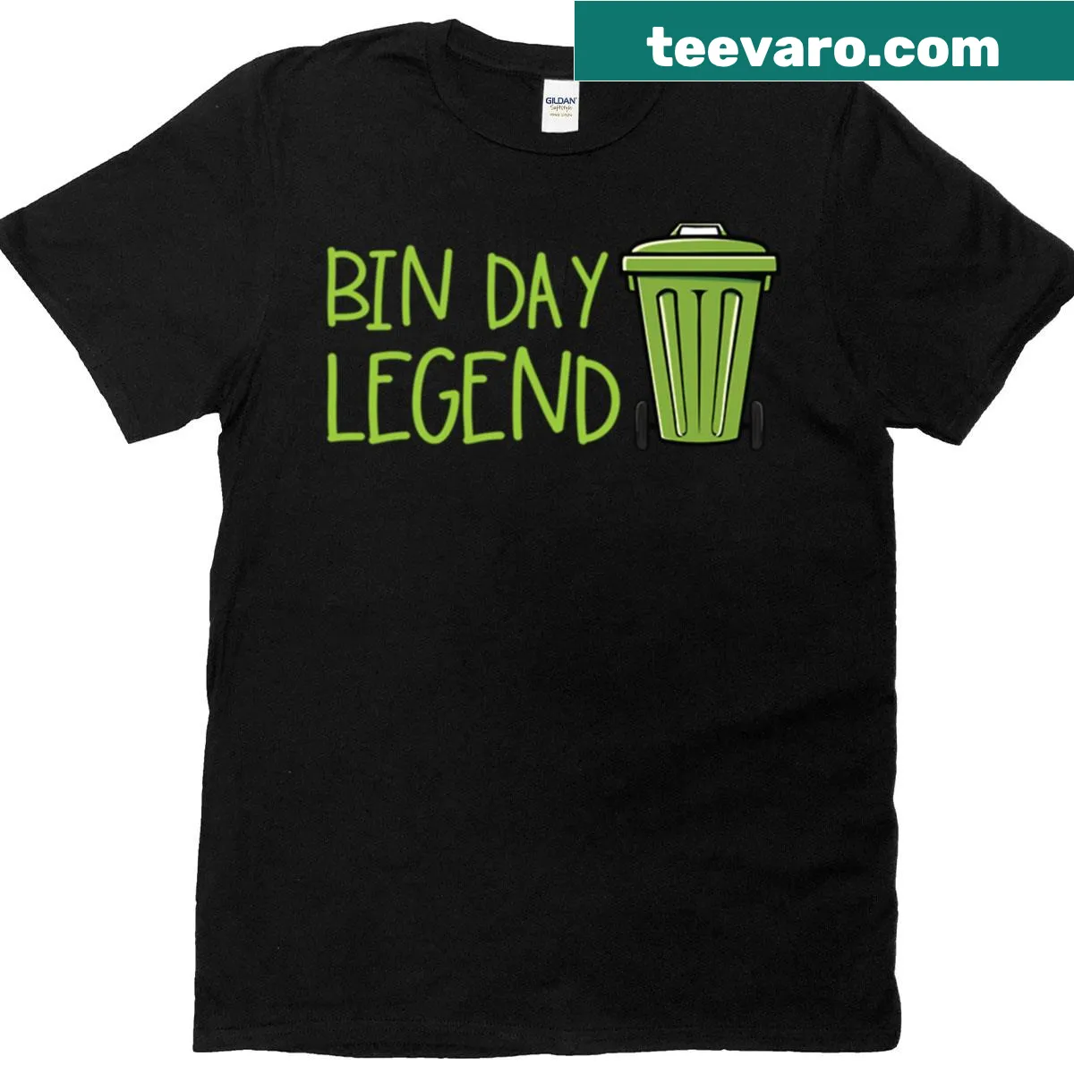Funny Bin Day Legend t-shirt with playful text — on a men's t-shirt
