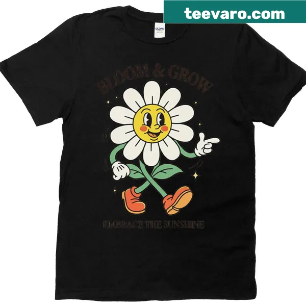 Oversized t-shirt with retro daisy flower design