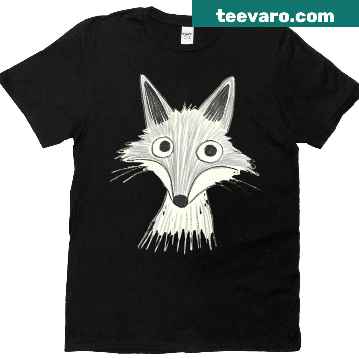 Hand-drawn quirky fox illustration on a T-shirt. — on a men's t-shirt