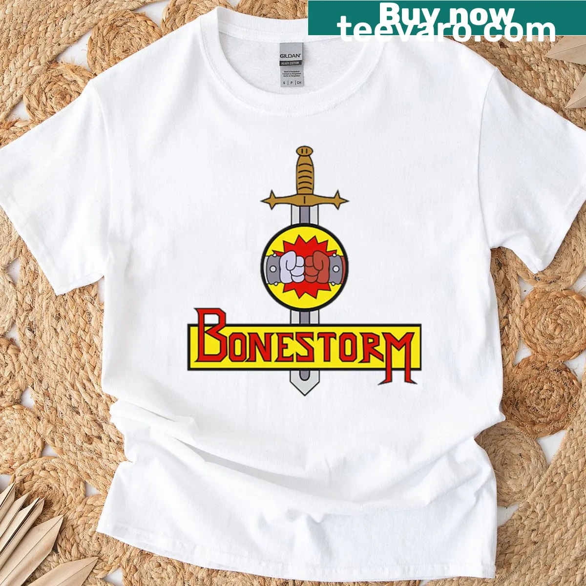 Funny Bonestorm Simpsons Game t-shirt with playful graphic — on a men's t-shirt