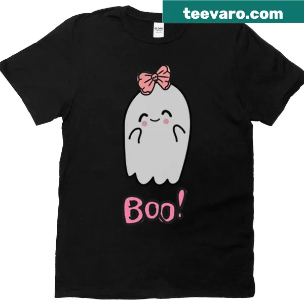 Cute cartoon ghost with pink bow design