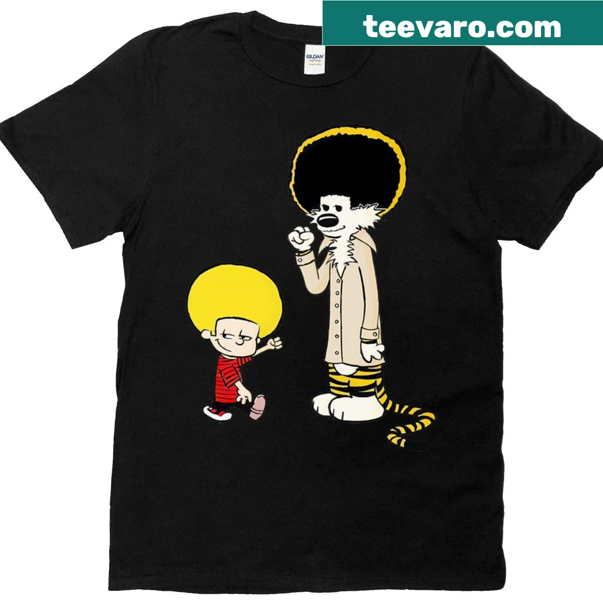 Limited edition t-shirt featuring Calvin and Hobbes in a disco theme — on a men's t-shirt