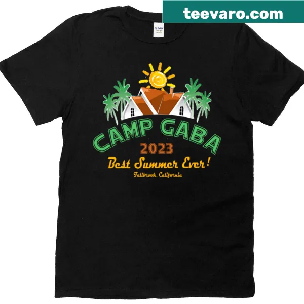 Illustrated Camp Gaba T-shirt featuring camping elements