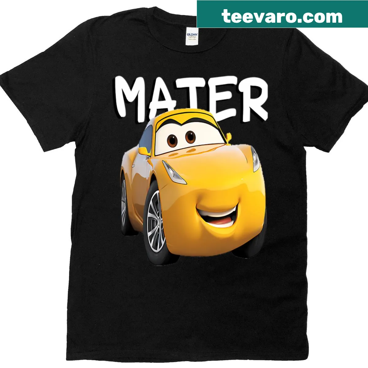 Cartoon Cars Mater T-shirt with playful graphic of the character — on a men's t-shirt