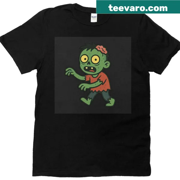 Cartoon zombie shirt featuring funny undead characters for kids.