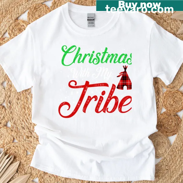 Christmas-themed t-shirt with buffalo plaid design