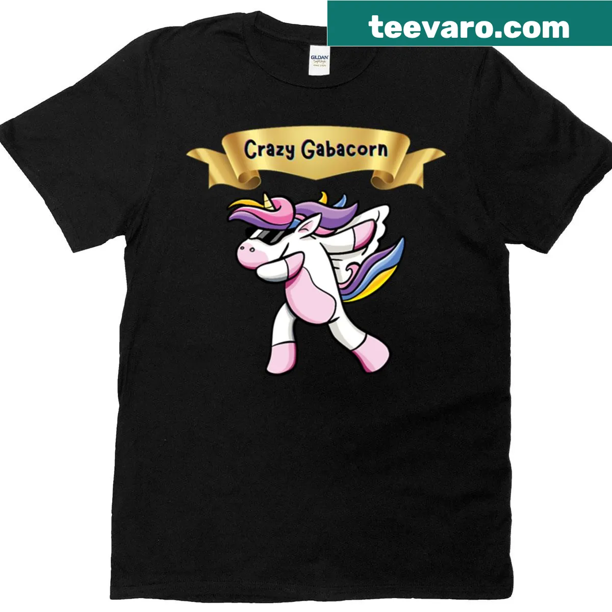 Fantasy-themed Crazy Gabacorn T-shirt with whimsical graphic — on a men's t-shirt