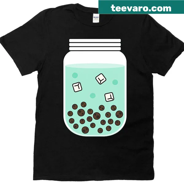 Oversized t-shirt featuring cute bubble tea with ice cubes and tapioca pearls