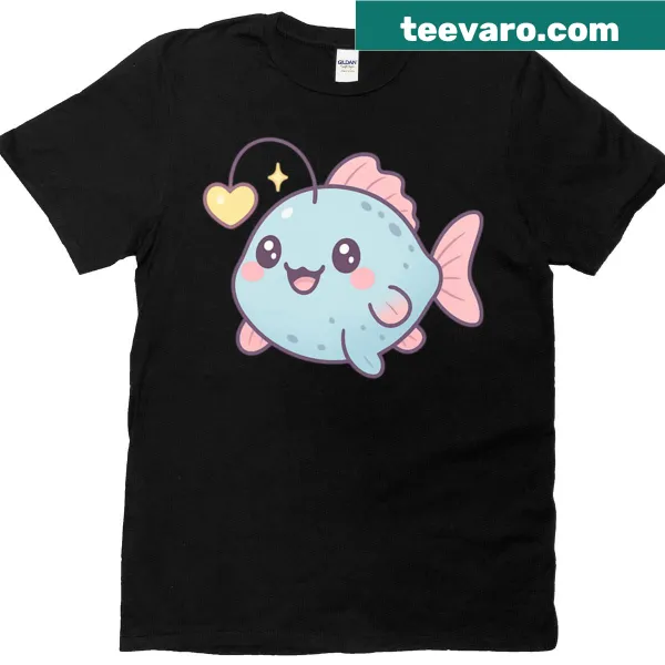 Cute deep sea creatures cartoon design on a T-shirt