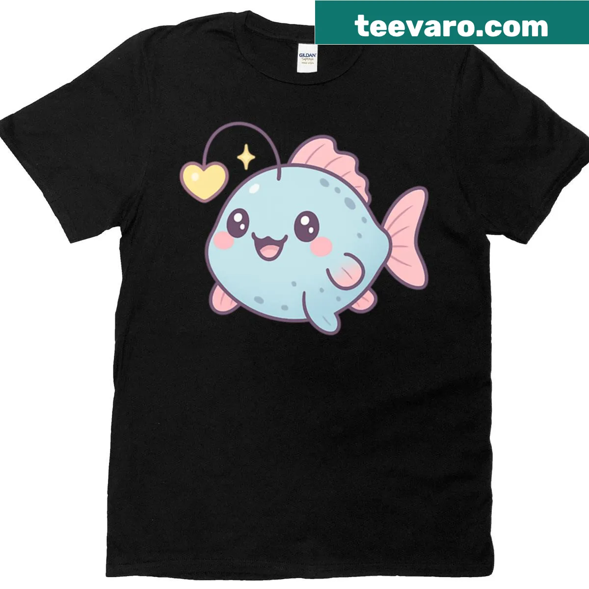 Cute deep sea creatures cartoon design on a T-shirt — on a men's t-shirt