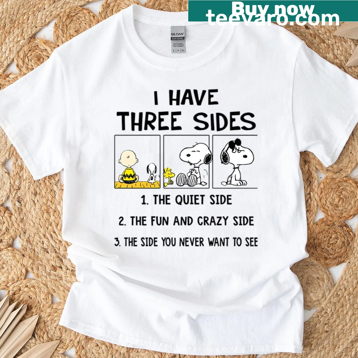 Retro-style cartoon dog meme t-shirt with cute design — on a men's t-shirt
