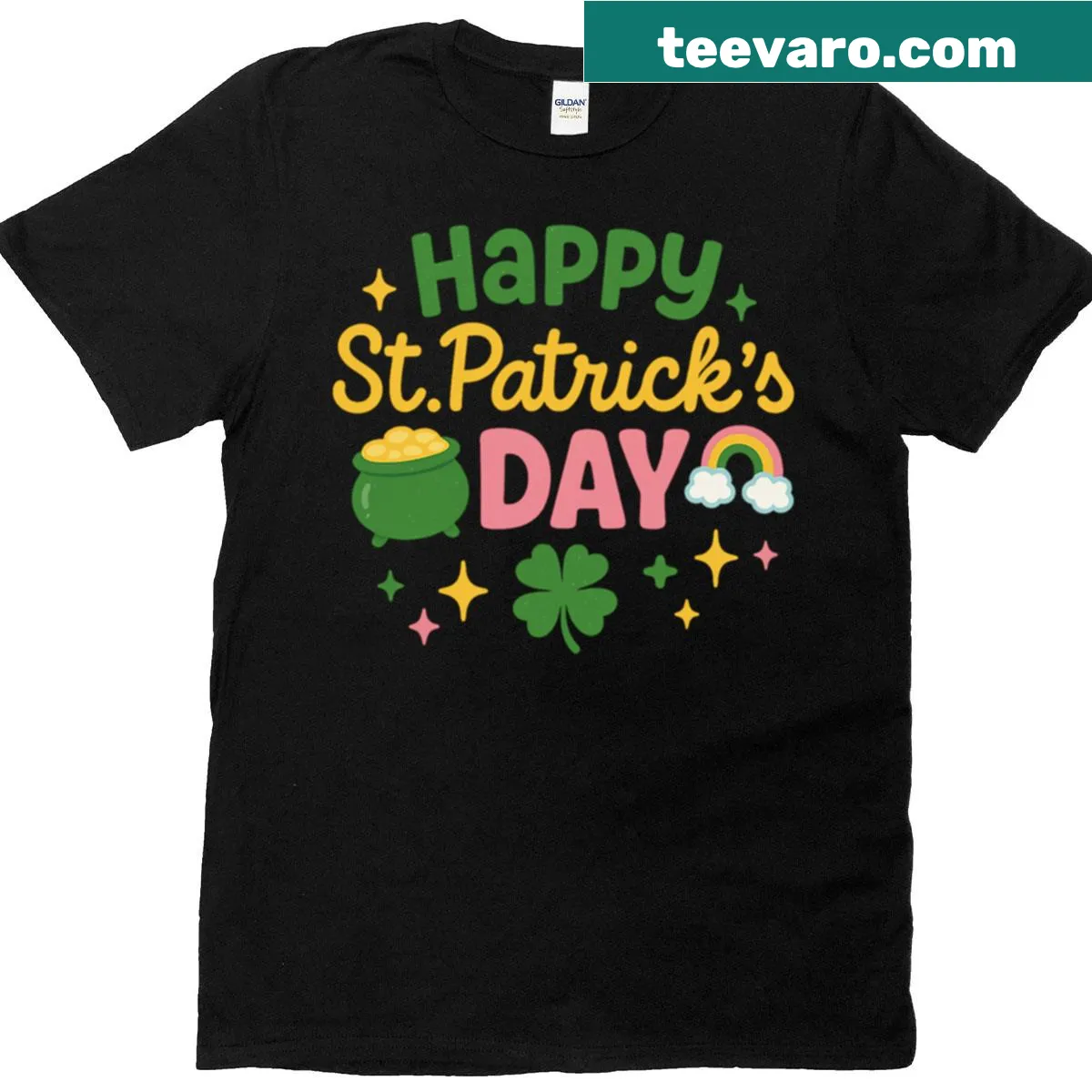 T-shirt with a cute design of a pot of gold and rainbow for St. Patrick's Day. — on a men's t-shirt