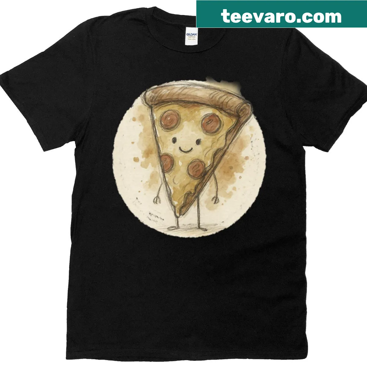 Oversized retro pizza graphic T-shirt for pizza lovers. — on a men's t-shirt