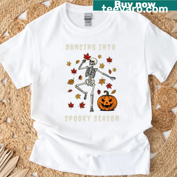 Funny dancing ghost graphic for Halloween on a T-shirt