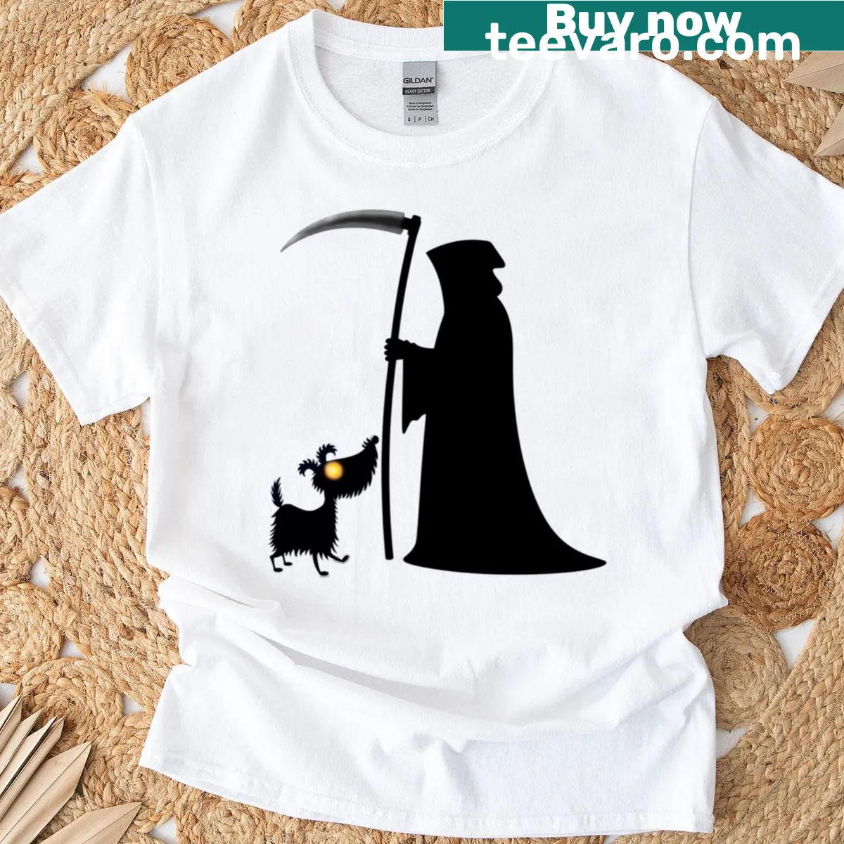 Silhouette t-shirt featuring a spooky dog design — on a men's t-shirt