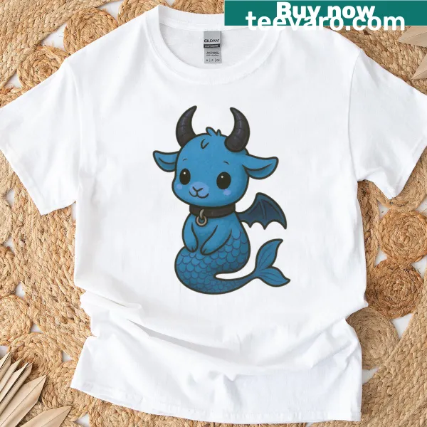 Illustrated t-shirt featuring a demonic mermaid creature