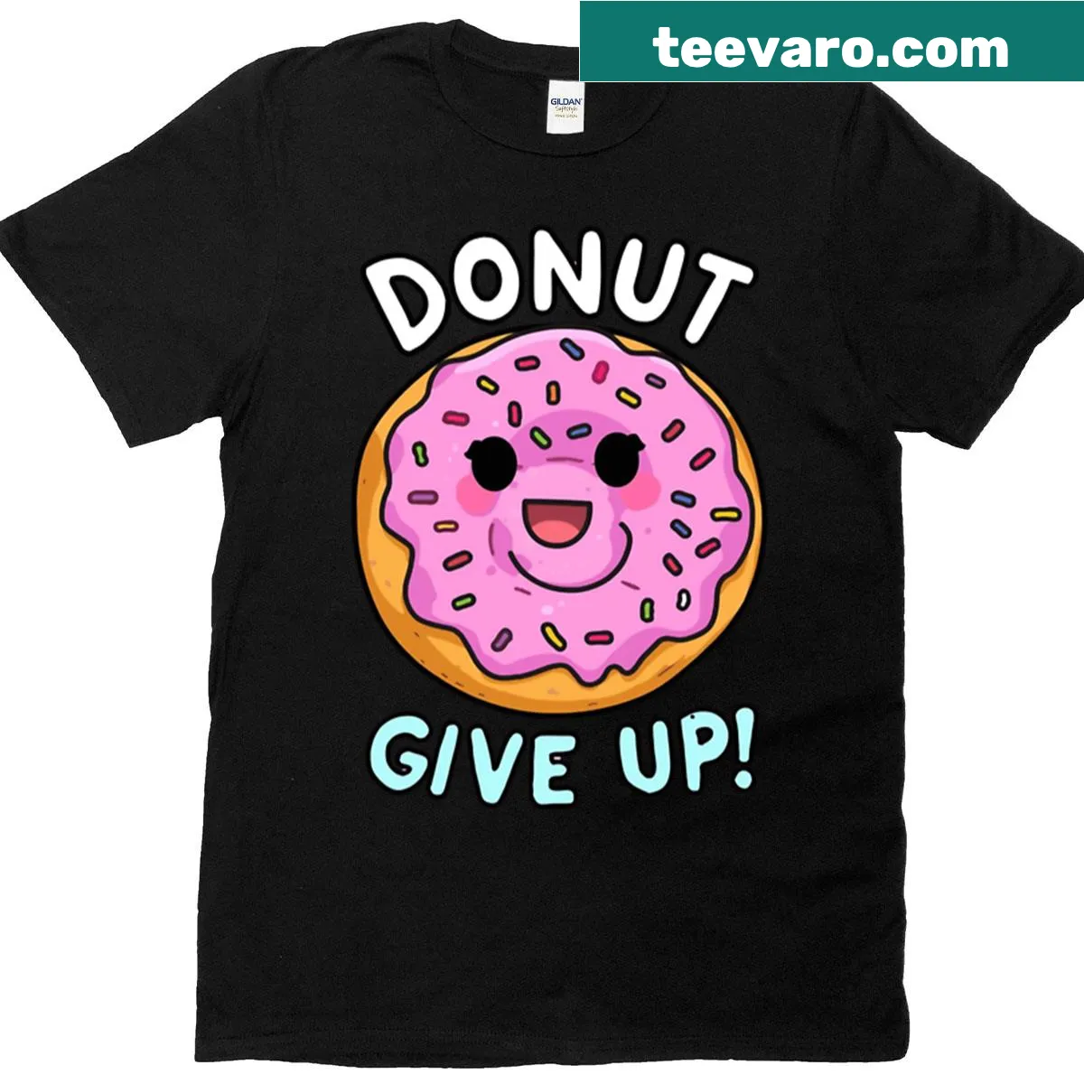Cute T-shirt with a motivational donut design and playful text — on a men's t-shirt