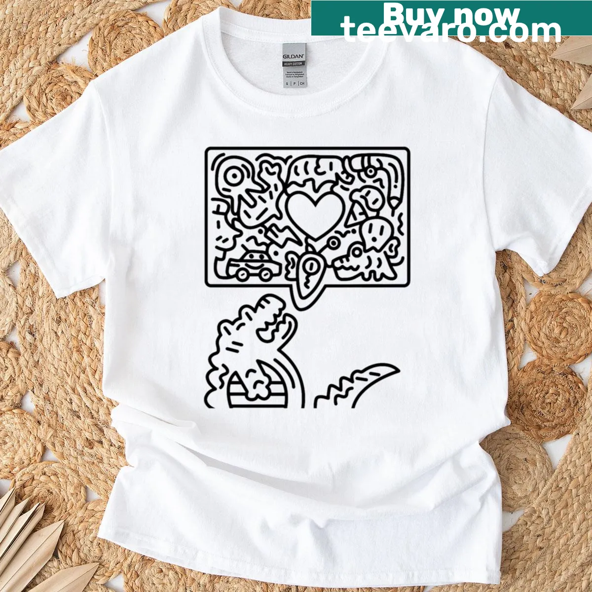 Hand-lettered design spelling 'Godz-love' on a T-shirt — on a men's t-shirt
