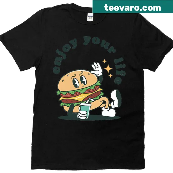 Oversized t-shirt with a retro hamburger cartoon design