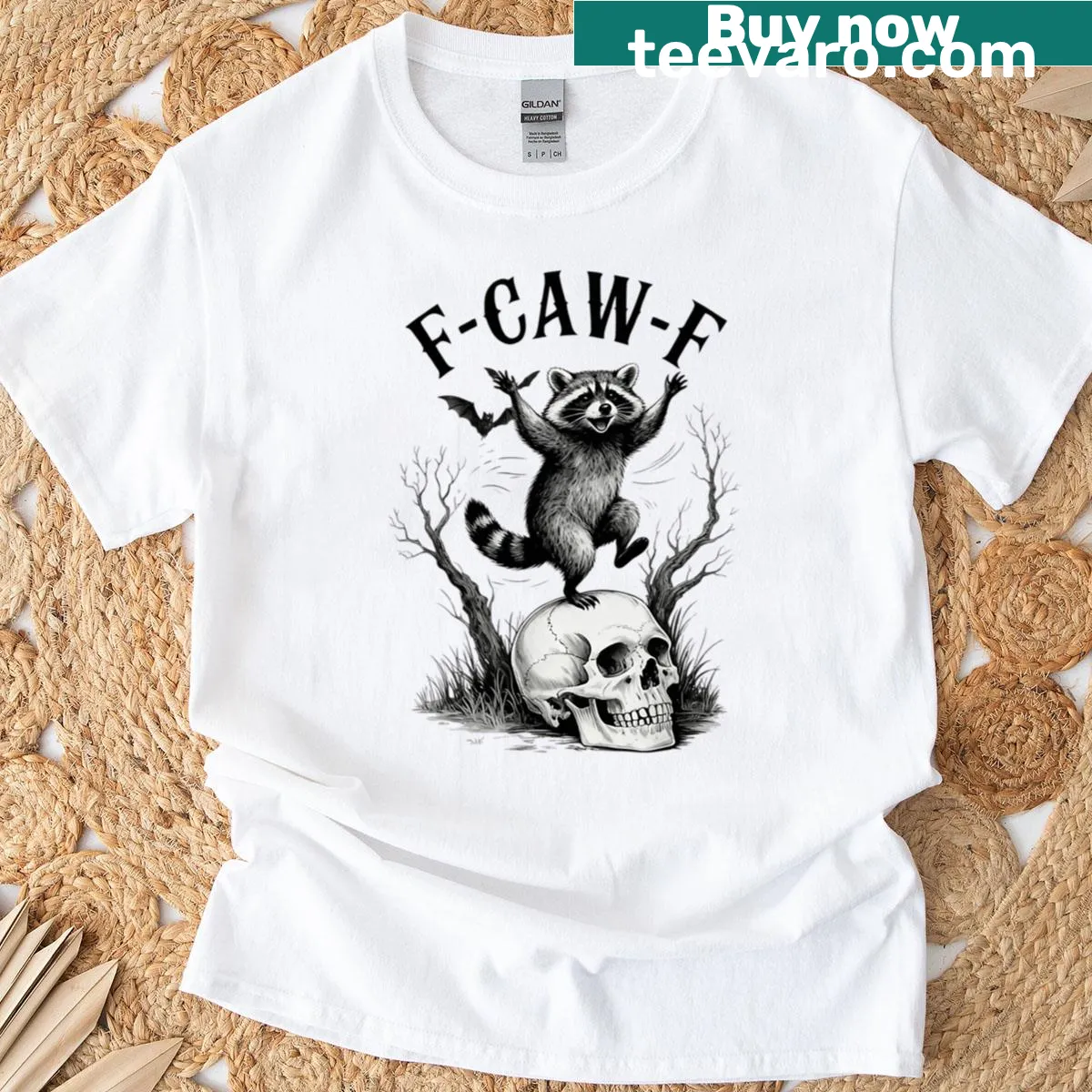 Funny t-shirt with a dancing black raccoon cartoon — on a men's t-shirt