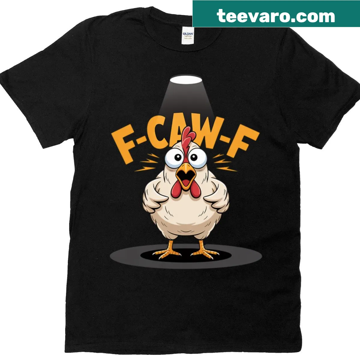 Funny T-shirt featuring a spotlight panic design — on a men's t-shirt