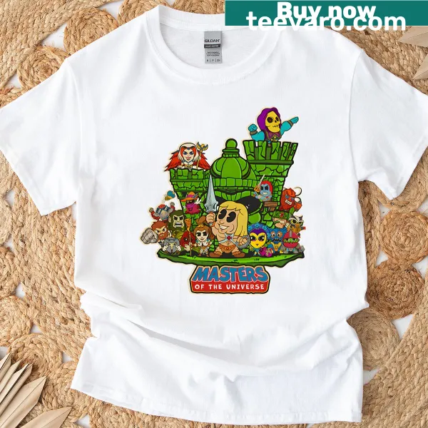 Vintage cartoon characters from 80s movies on a t-shirt