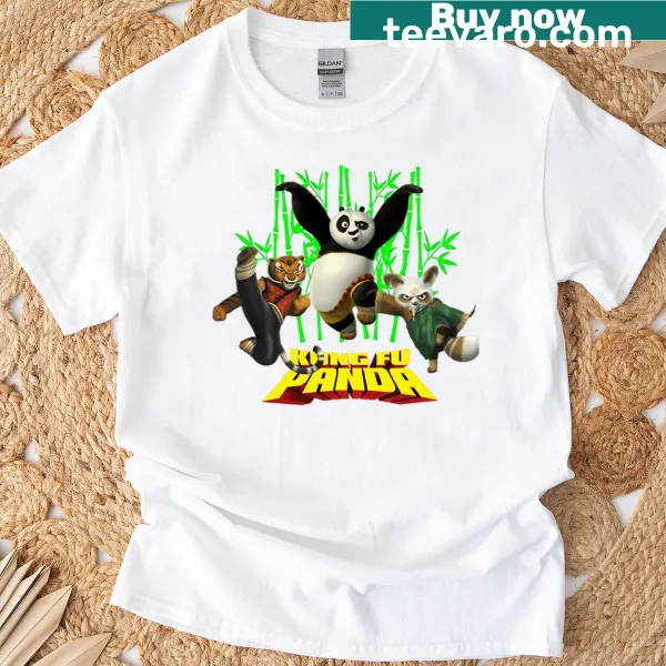 Cartoon bear in kung fu pose on a funny t-shirt