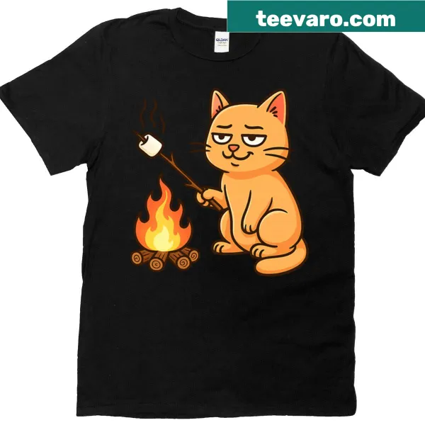 Cartoon-style T-shirt featuring funny cat humor and meme design