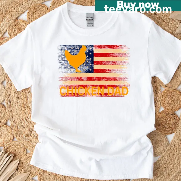 Humorous chicken design with USA flag for farmer dads
