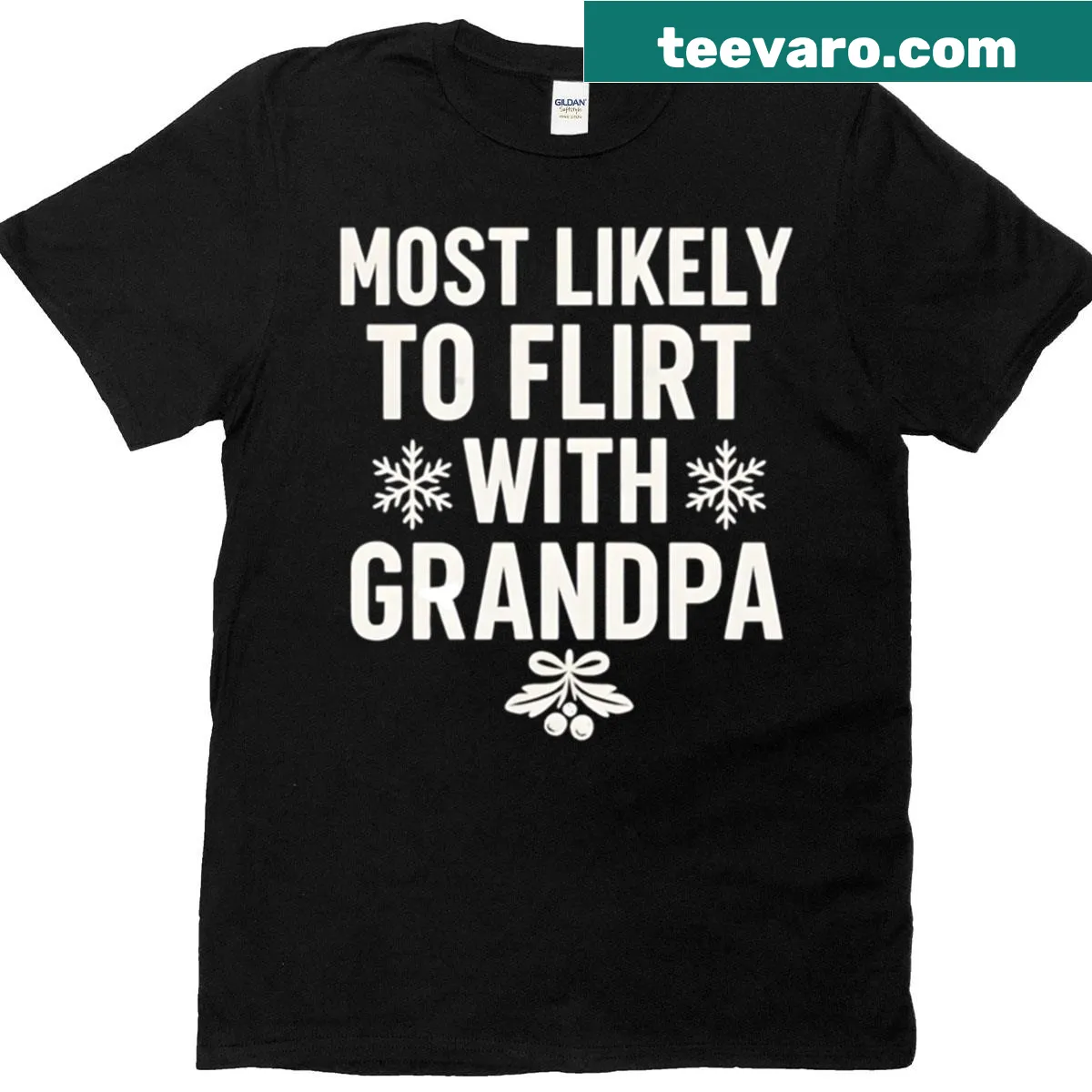 Funny Christmas t-shirt with text about flirting with grandpa — on a men's t-shirt