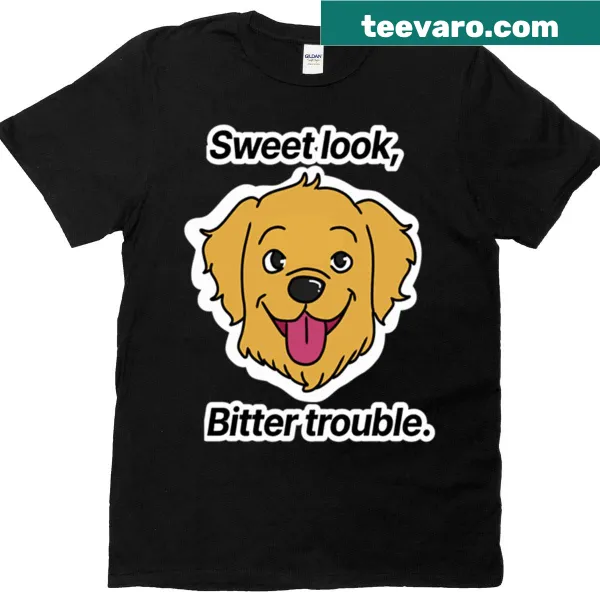 T-shirt featuring a funny golden retriever design with playful text.
