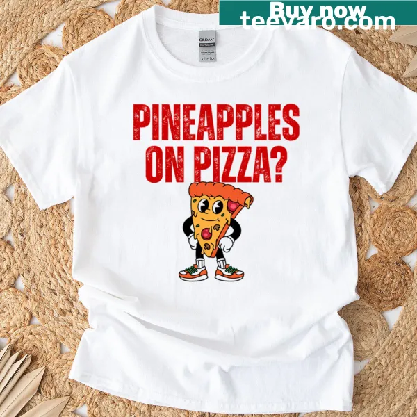 Cute pizza slice graphic with pineapples on it