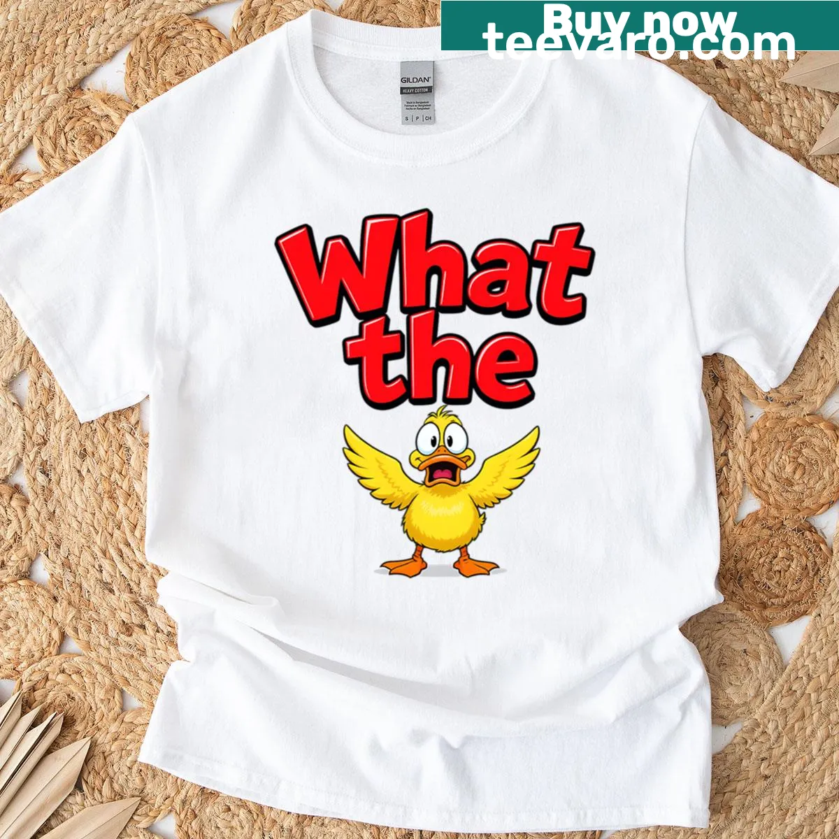 Humorous oversized t-shirt featuring a cartoon duck design — on a men's t-shirt