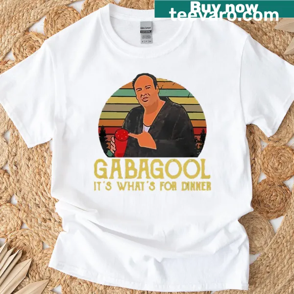Cartoon design of Tony Soprano with humorous text on a T-shirt