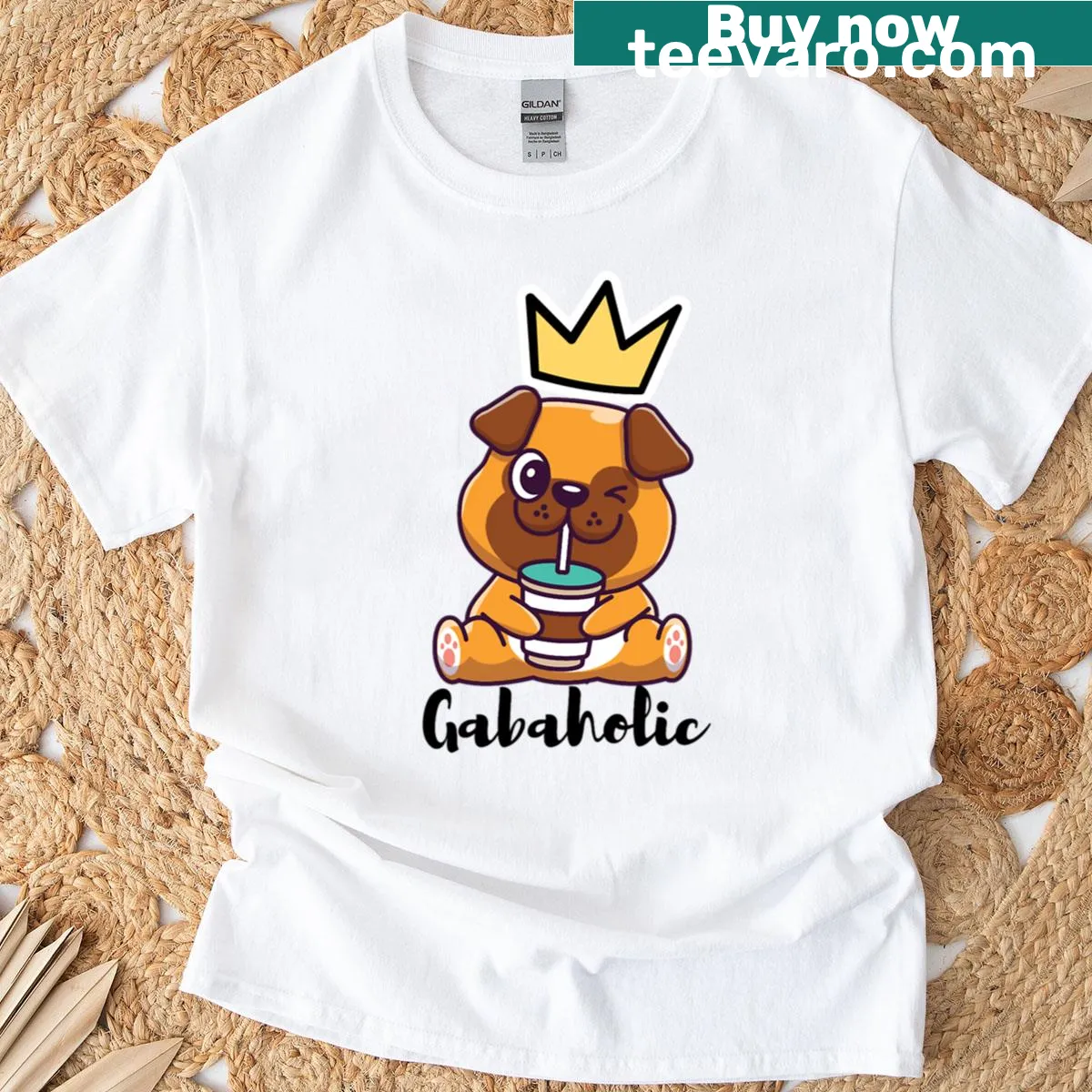 Cute dog illustration on Gabaholic t-shirt — on a men's t-shirt