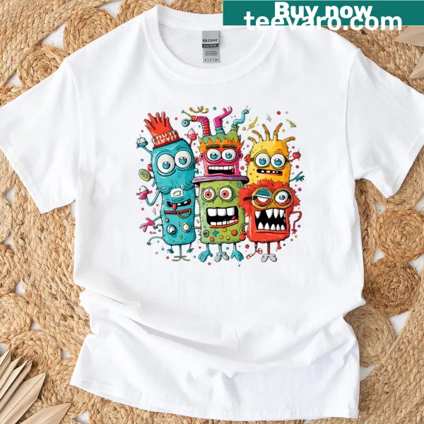 T-shirt featuring playful illustrations of Gabba Friends characters