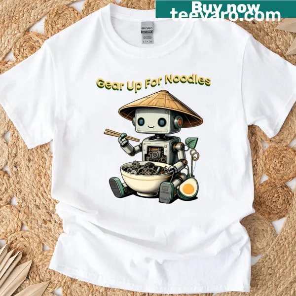 Quirky robot graphic on a t-shirt
