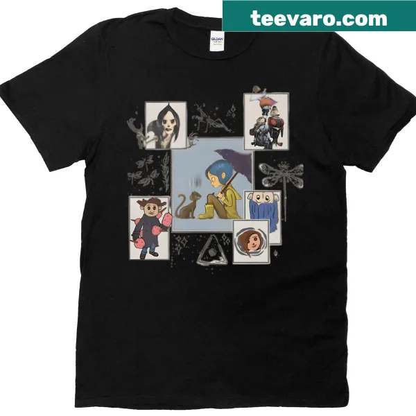 Cartoon girl in horror theme on a vintage-style Halloween t-shirt