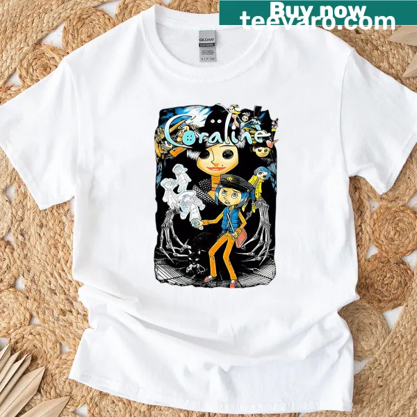 Vintage cartoon girl design inspired by horror movies on a t-shirt